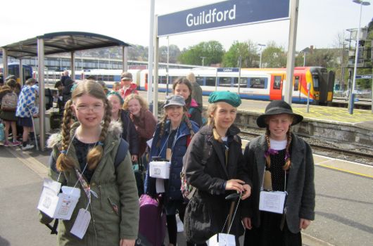 Evacuees at Guildford Station